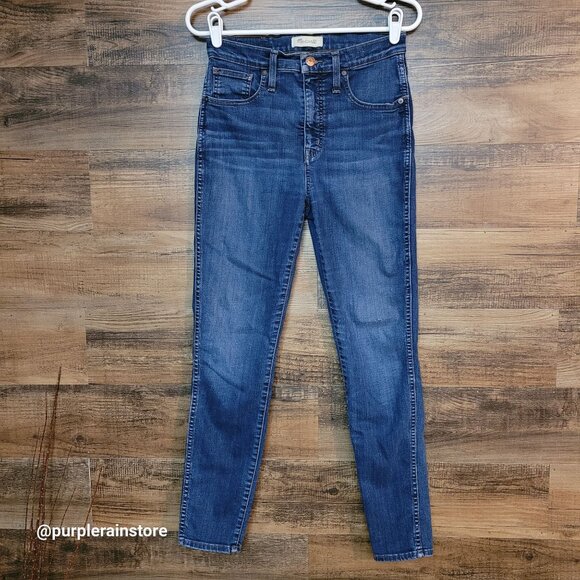 Madewell Jeans 27 Skinny 10" High Rise Medium Dark Wash Tummy Control Stretch - Picture 1 of 12